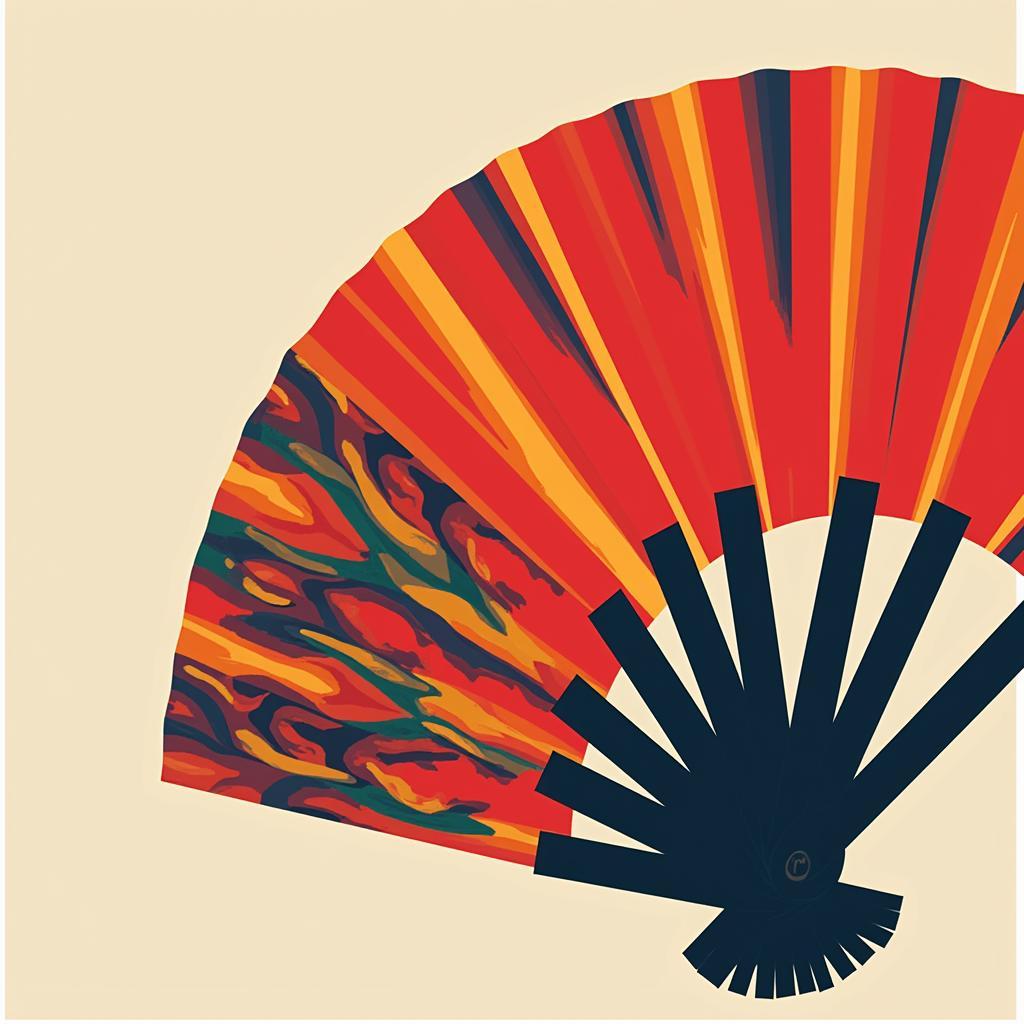 Modern Japanese Fan with Geometric Design