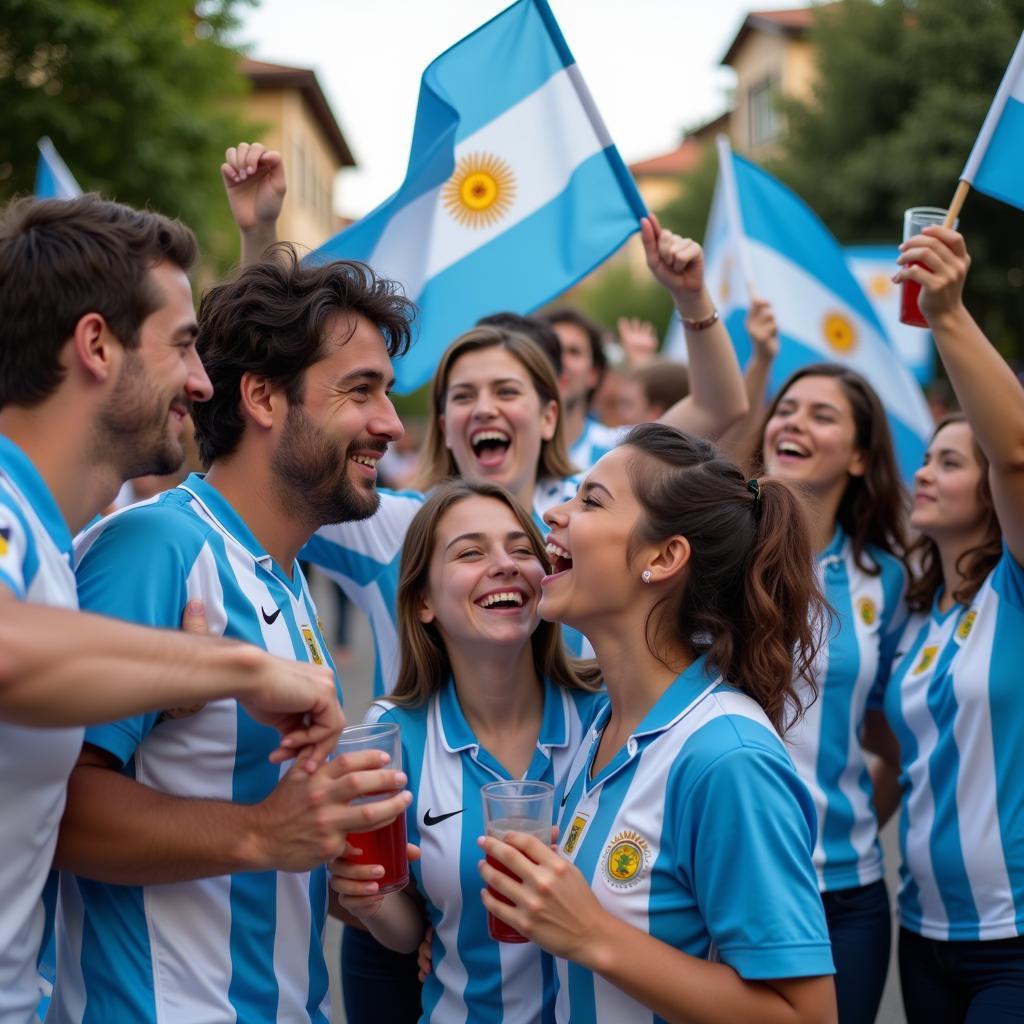 Argentina fans celebrating in their neighborhood