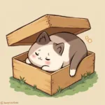 Nezuko Cat Sleeping Peacefully in Her Box