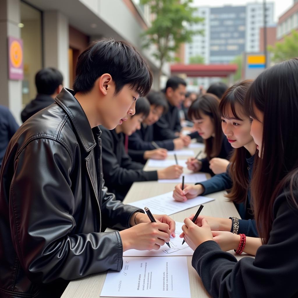 Noo Phước Thịnh interacting with fans in Korea