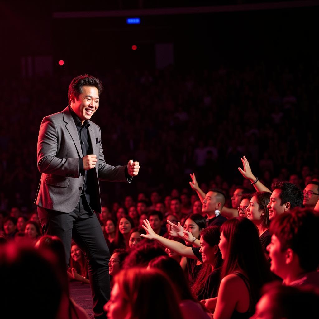 Noo Phước Thịnh interacting with fans at a concert