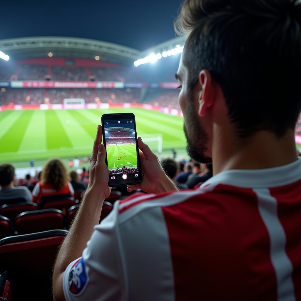 Football Fan Using Galaxy Note FE