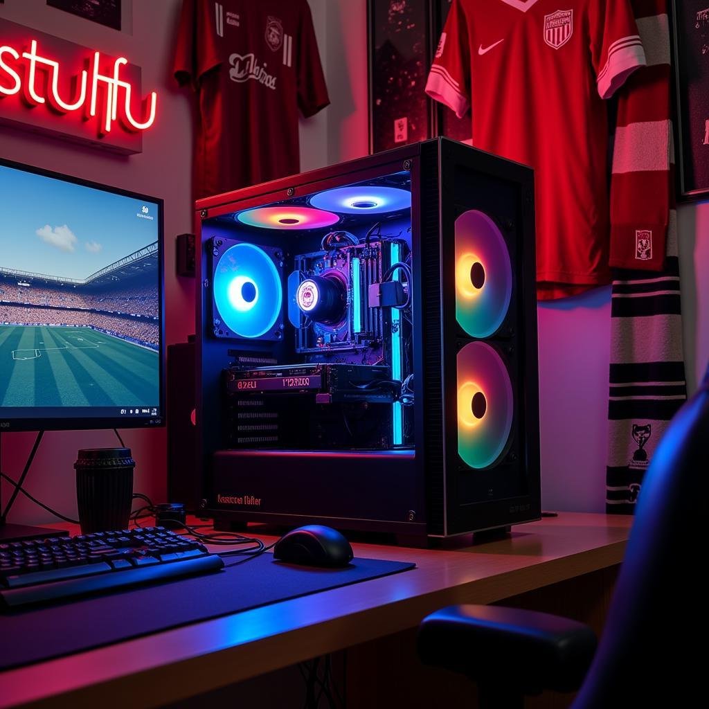 NZXT Fan in a Football-Themed Setup