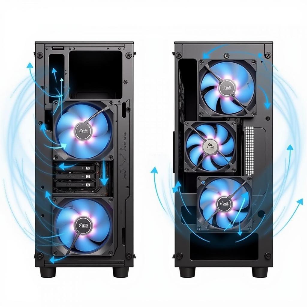 Optimal placement of 9cm fans in a computer case for intake and exhaust