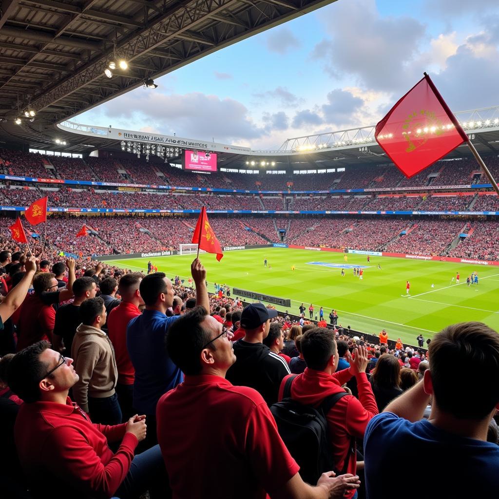 Packed Stadium Atmosphere during a Football Match