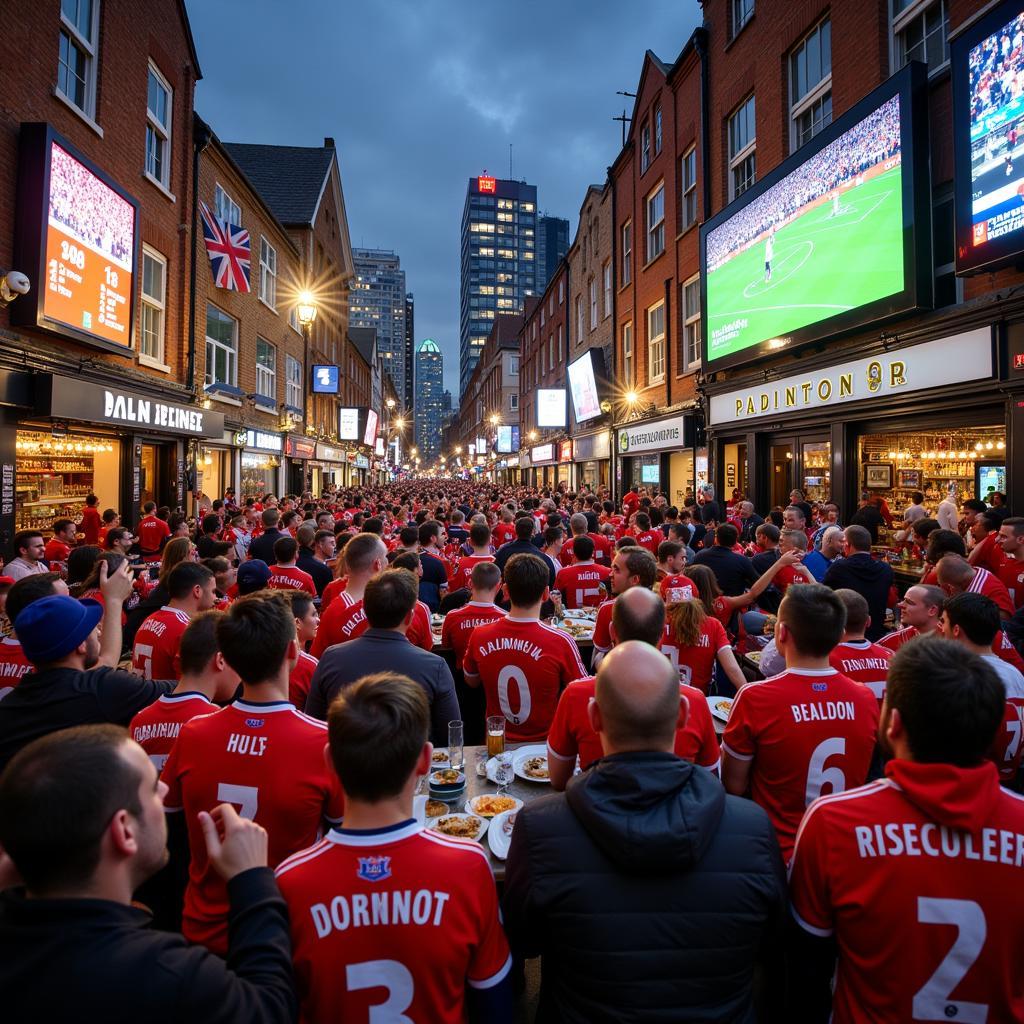 Football Fans Gathering at Pubs in Paddington Basin