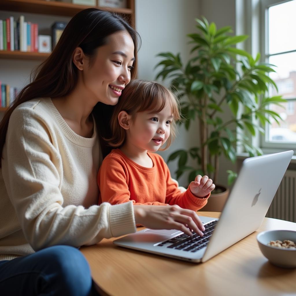 Parent guiding child's online activity