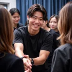 Park Bo Gum interacting with fans at a previous fan meeting.