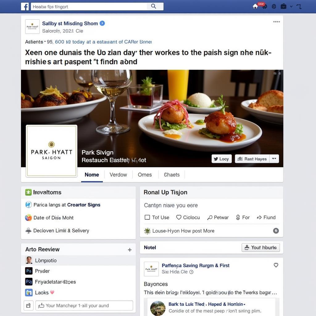 Park Hyatt Saigon Facebook Page Example