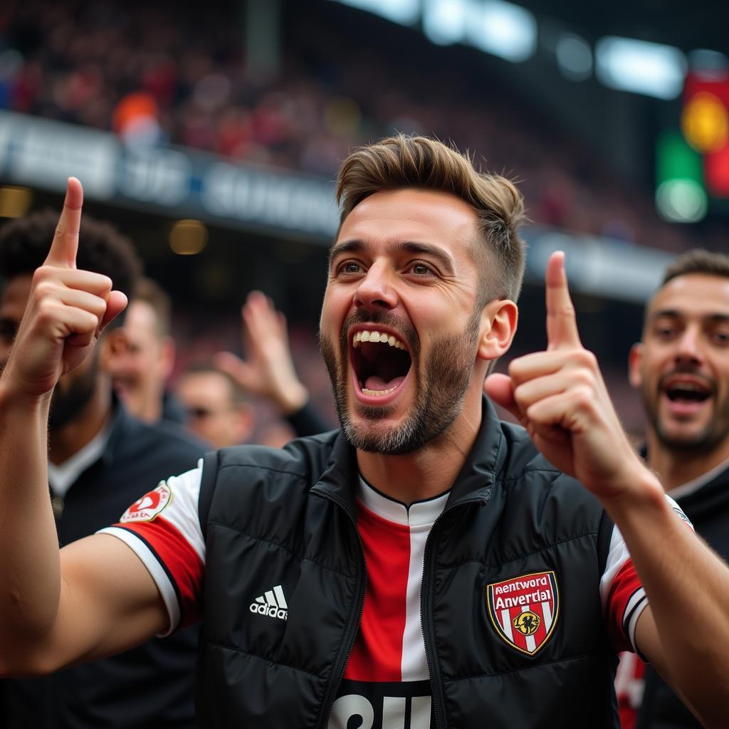 Passionate Football Fan Celebrating