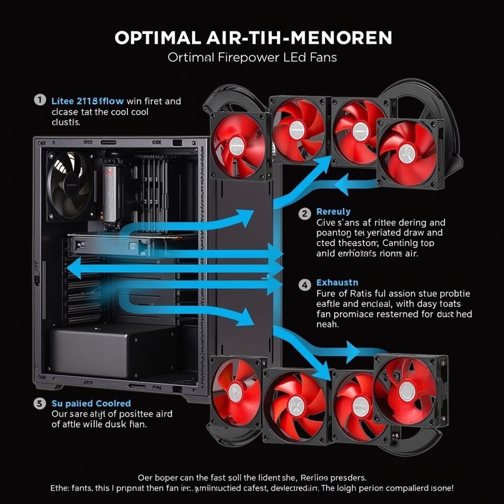 PC Case Airflow Management with Firepower LED Red Fans