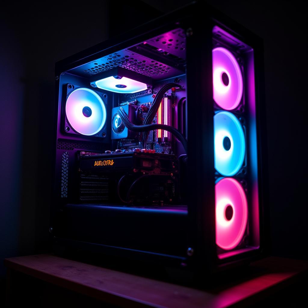 A PC Case with Installed Cool RGB Fan LEDs