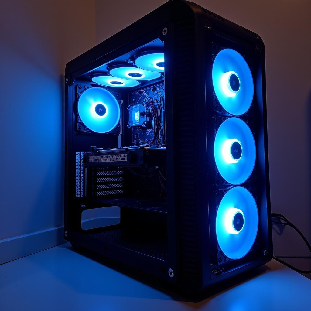 PC Case with Installed Fire Dancing 12 RGB Fans