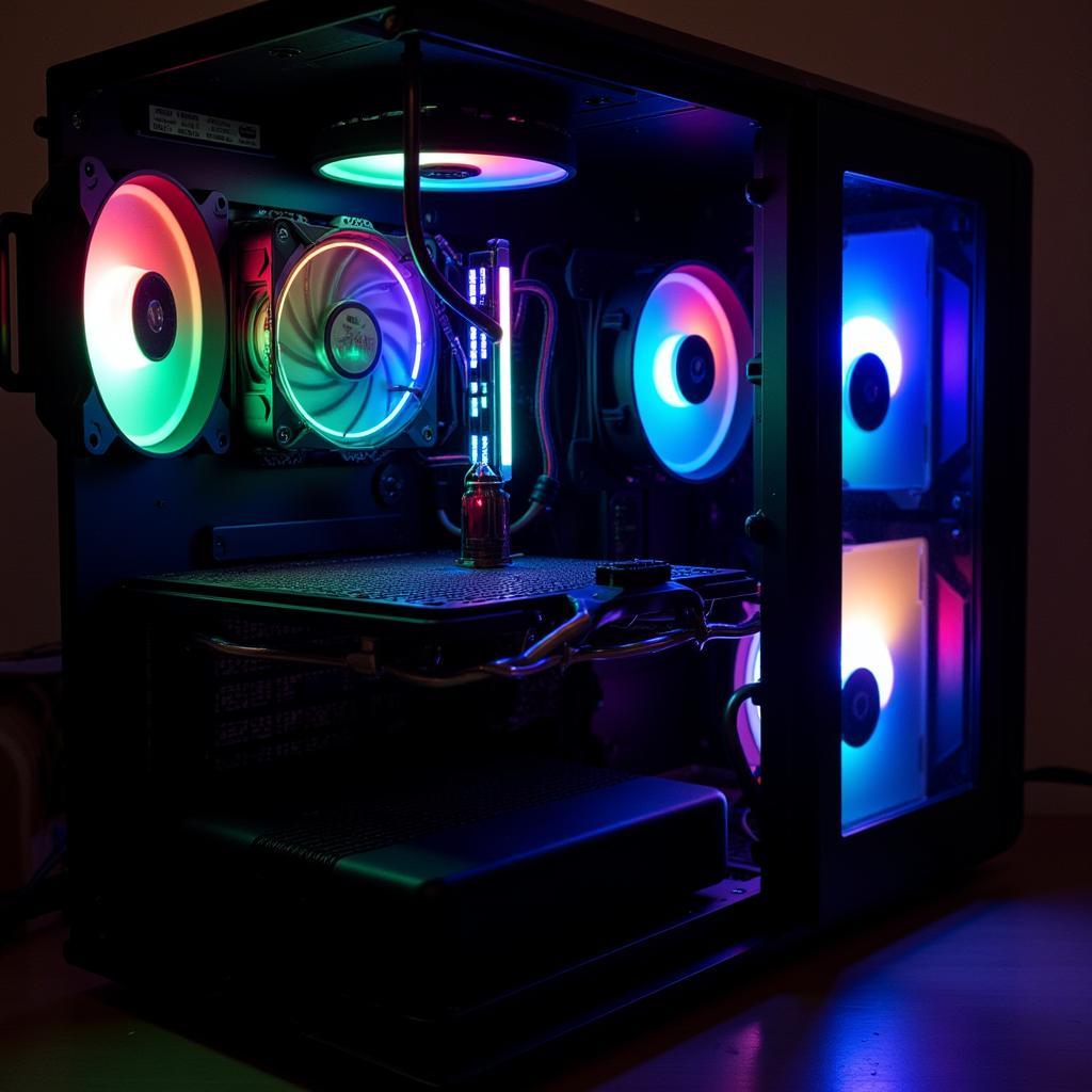 PC Case with Multiple RGB Fans Installed