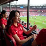 Pham Huong at a Vietnamese Football Stadium