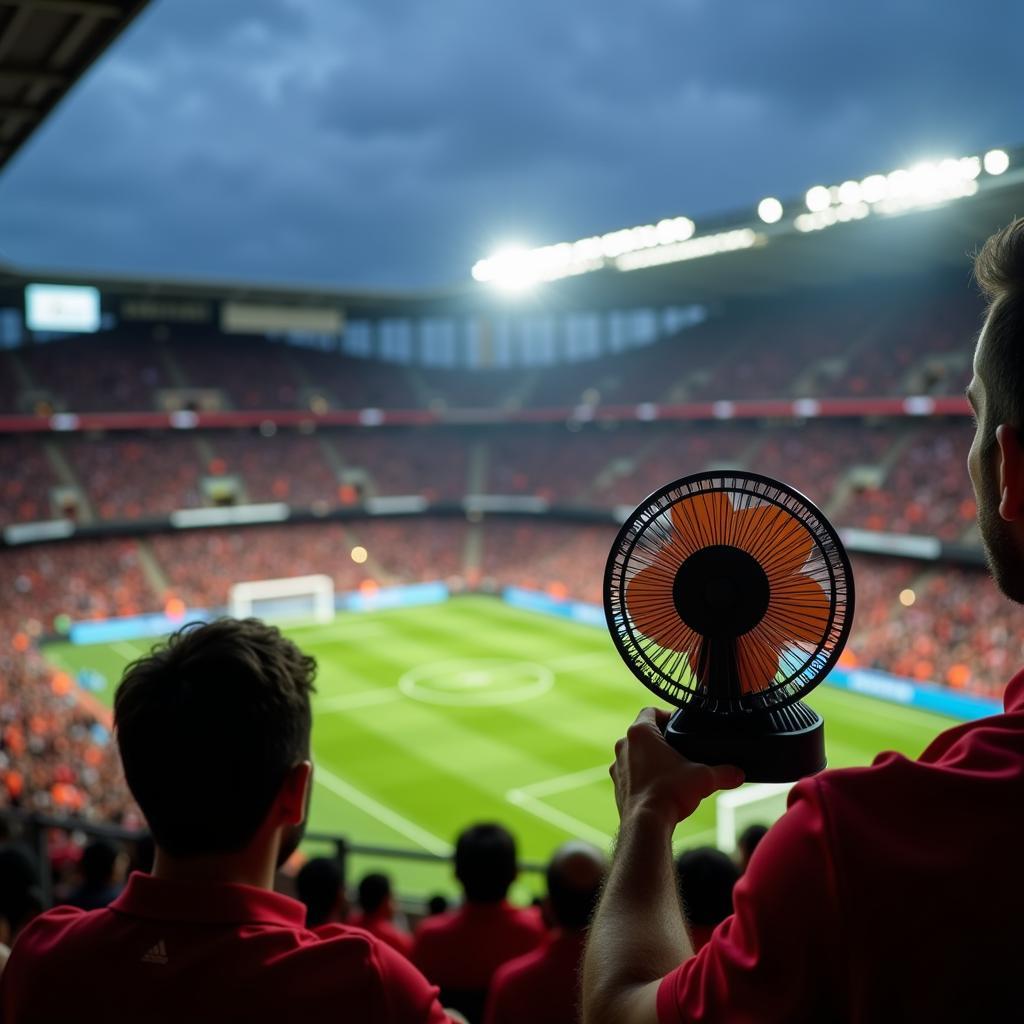 Portable Fan at Football Match