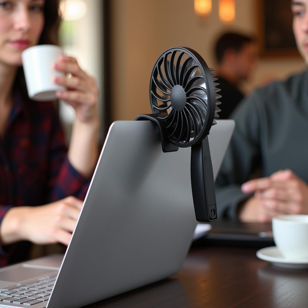 Portable Fan Mini USB in a Cafe