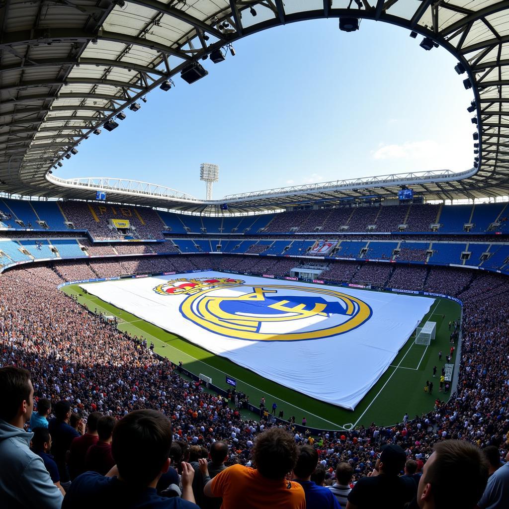 Real Madrid Fans Displaying a Giant Flag