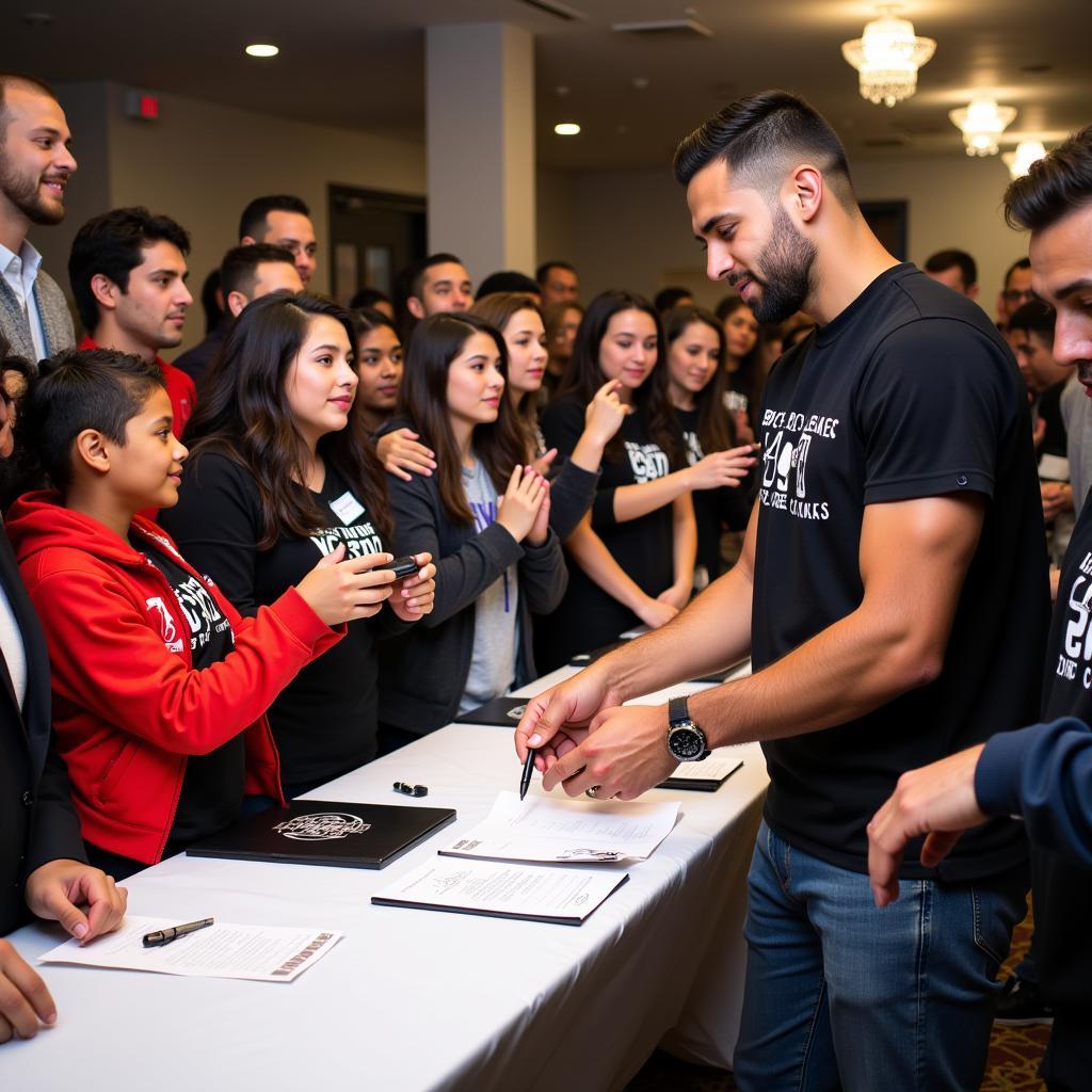 Fans meeting football players in real life