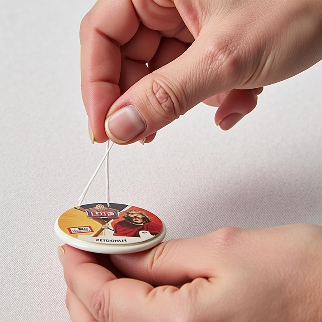 Removing a Fan Badge with Dental Floss