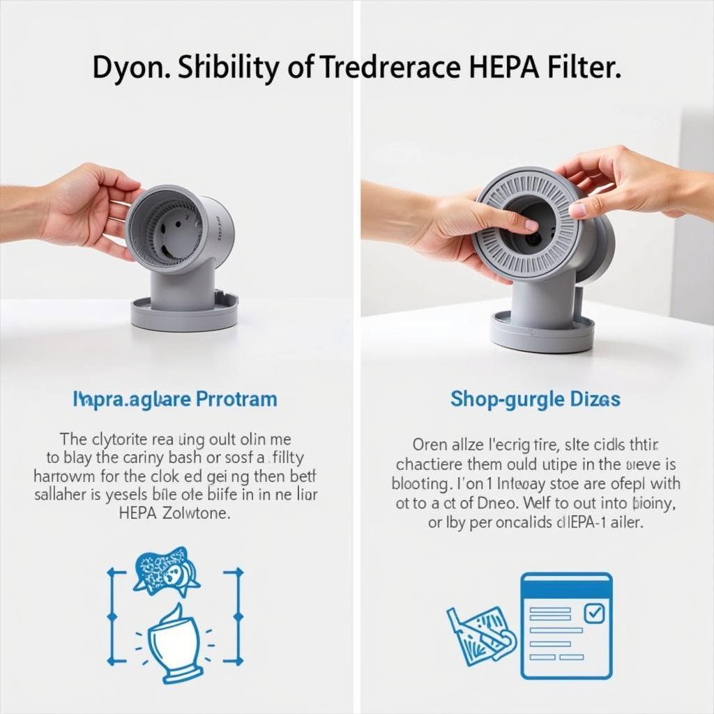 A person demonstrating the process of replacing the HEPA filter in a Dyson Pure Cool Link air purifier. The filter is easily accessible and can be replaced without tools.