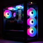 Example of a PC case with multiple 200mm LED RGB fans creating a vibrant and personalized lighting setup