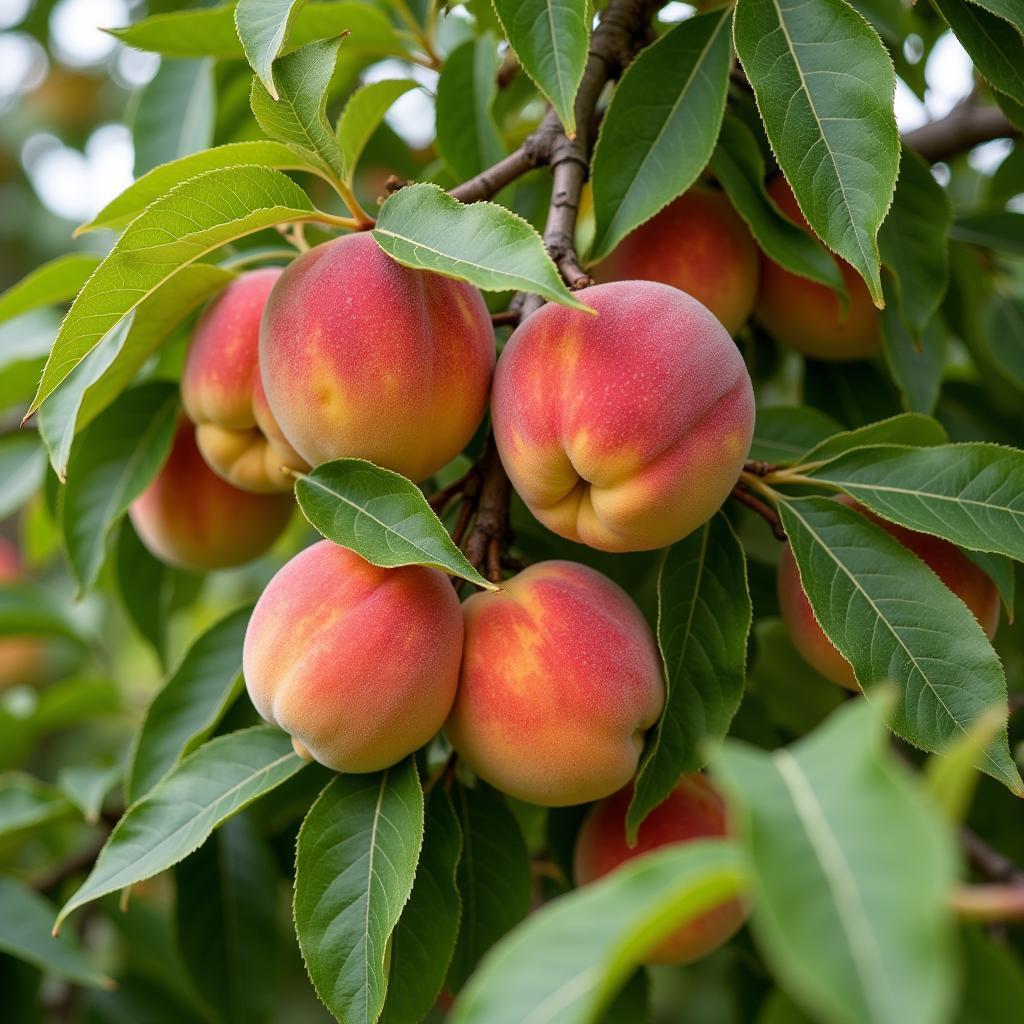 Ripe Peaches on a Fan Trained Tree