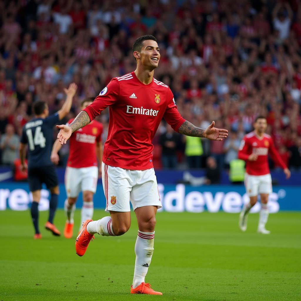 Cristiano Ronaldo Celebrating a Goal with Fans