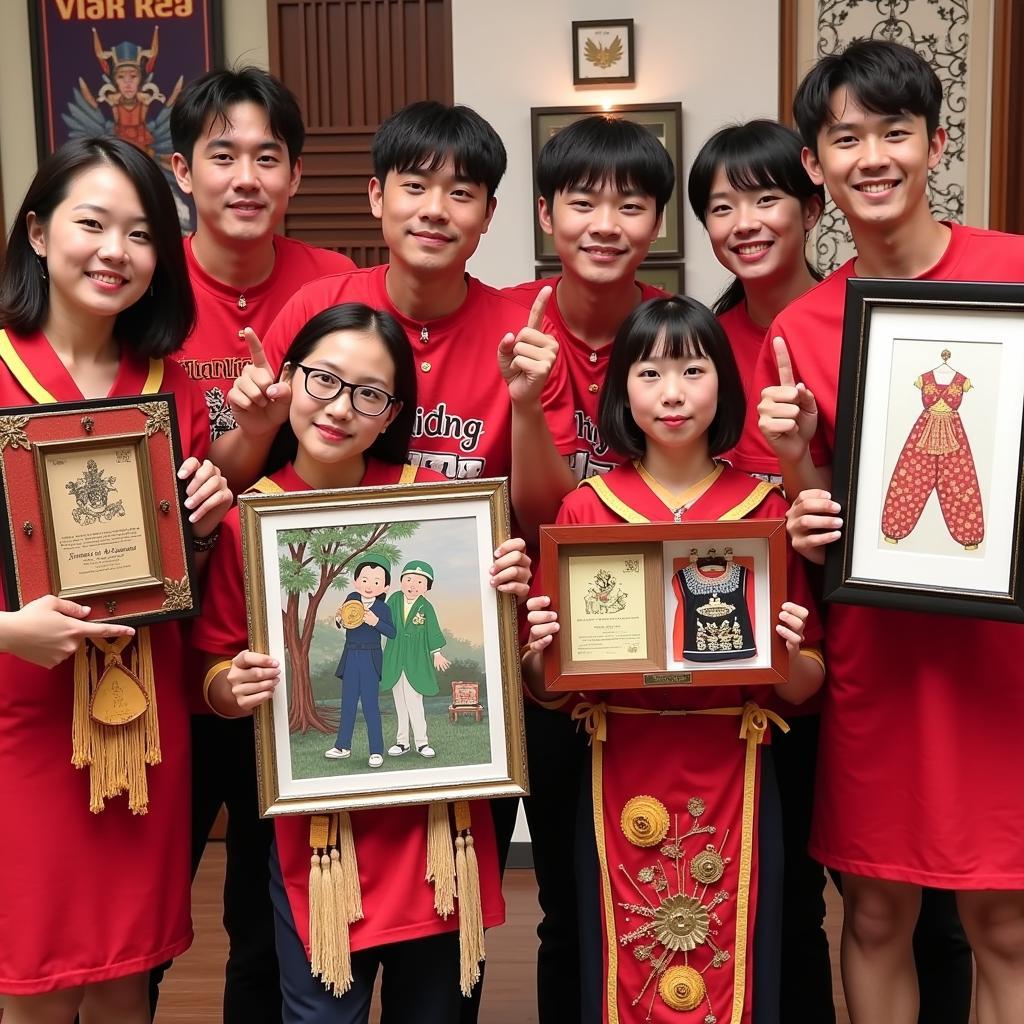 Running Man Cast Displaying Vietnamese Fan Gifts