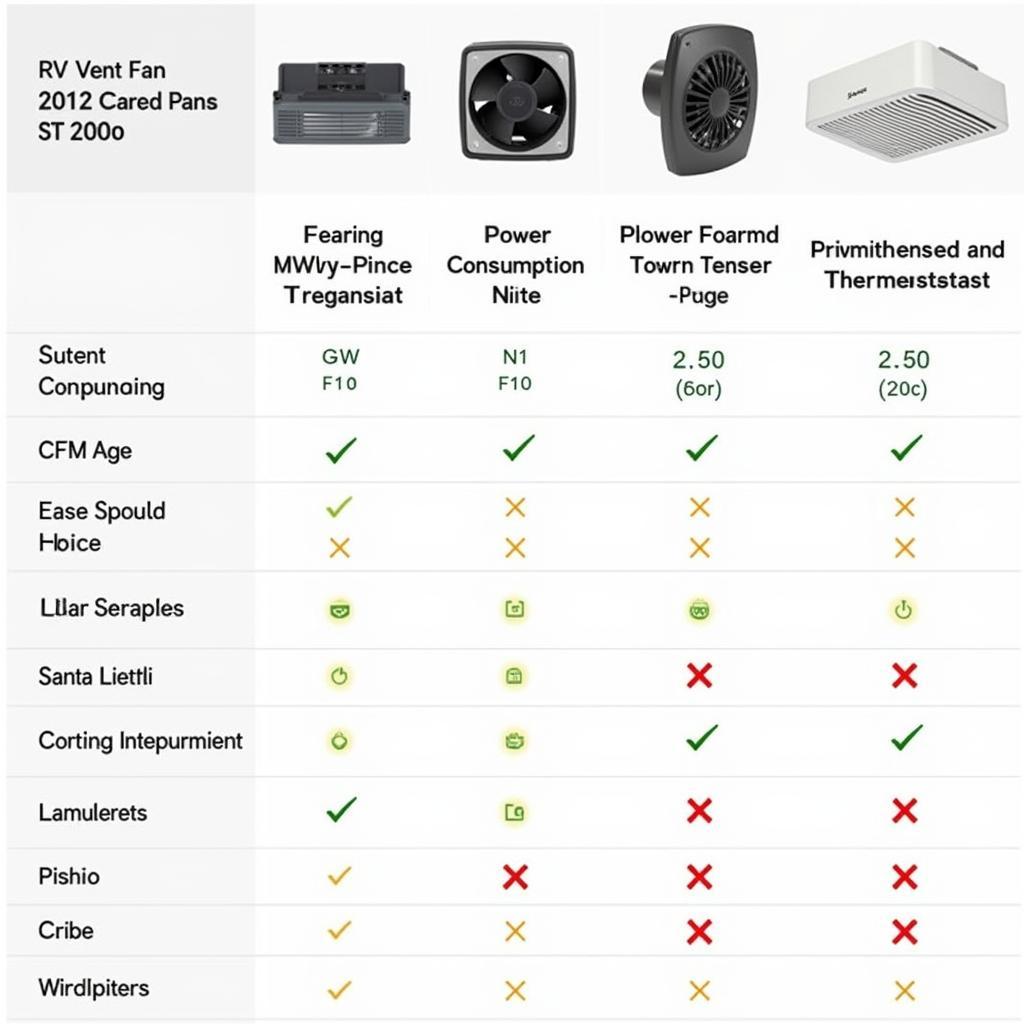 RV Vent Fan Upgrade Comparison Chart