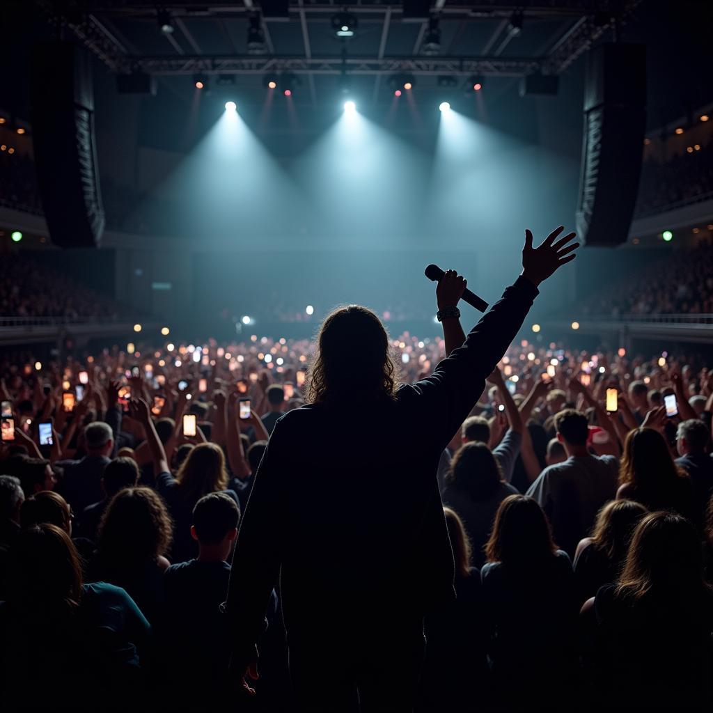 Singer and Fan Singing in Unison at a Concert