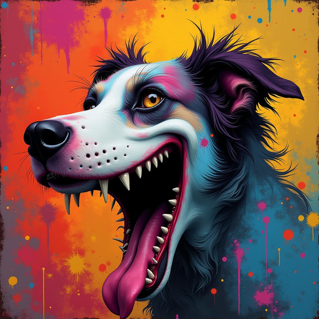 Abstract Smile Dog Fan Art Exploring Themes of Paranoia and Anxiety