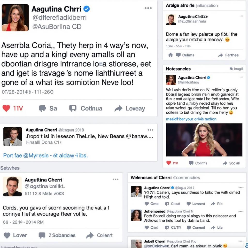 Fans engaging with Agustina Cherri on social media.