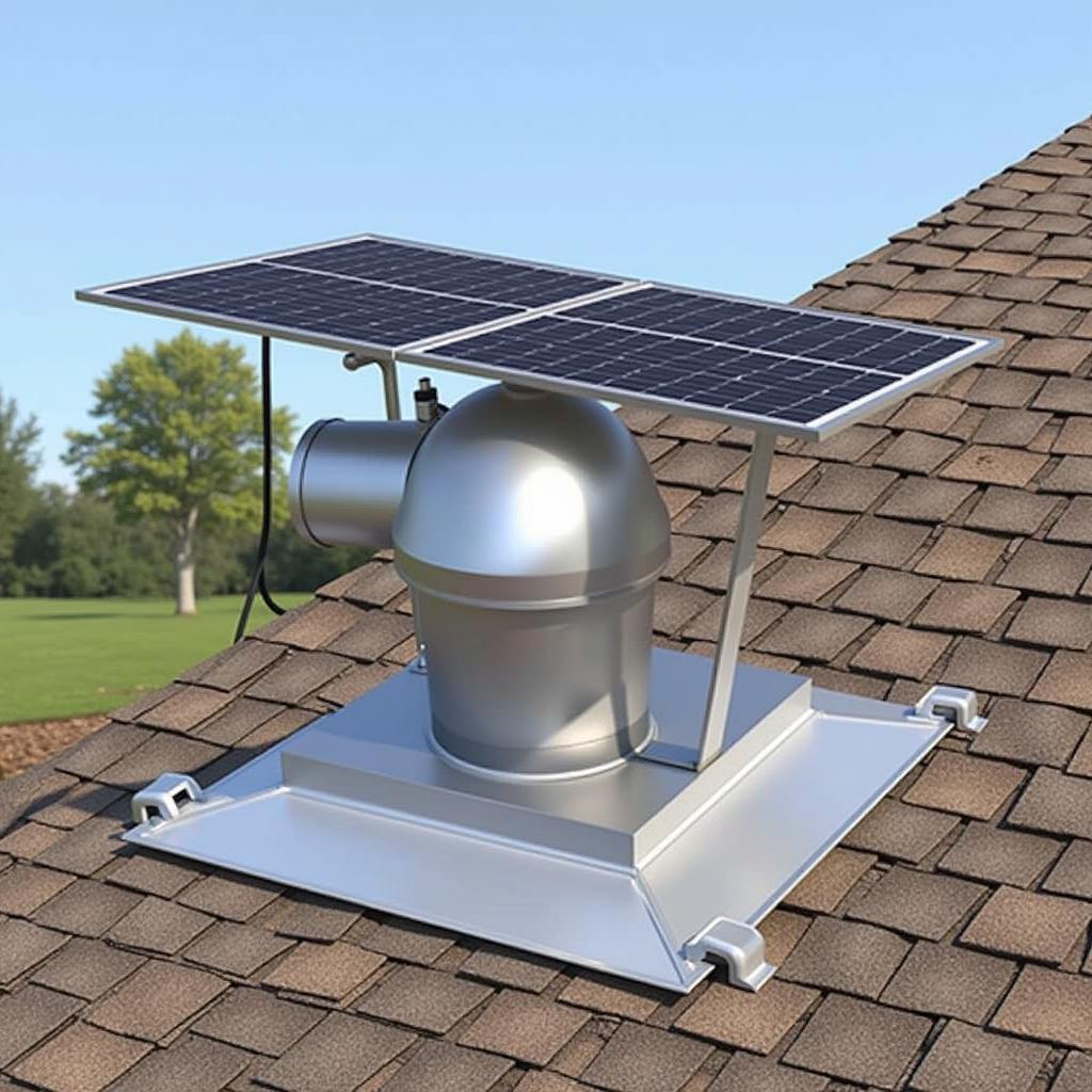 Solar Powered Attic Fan Installation on a Residential Roof