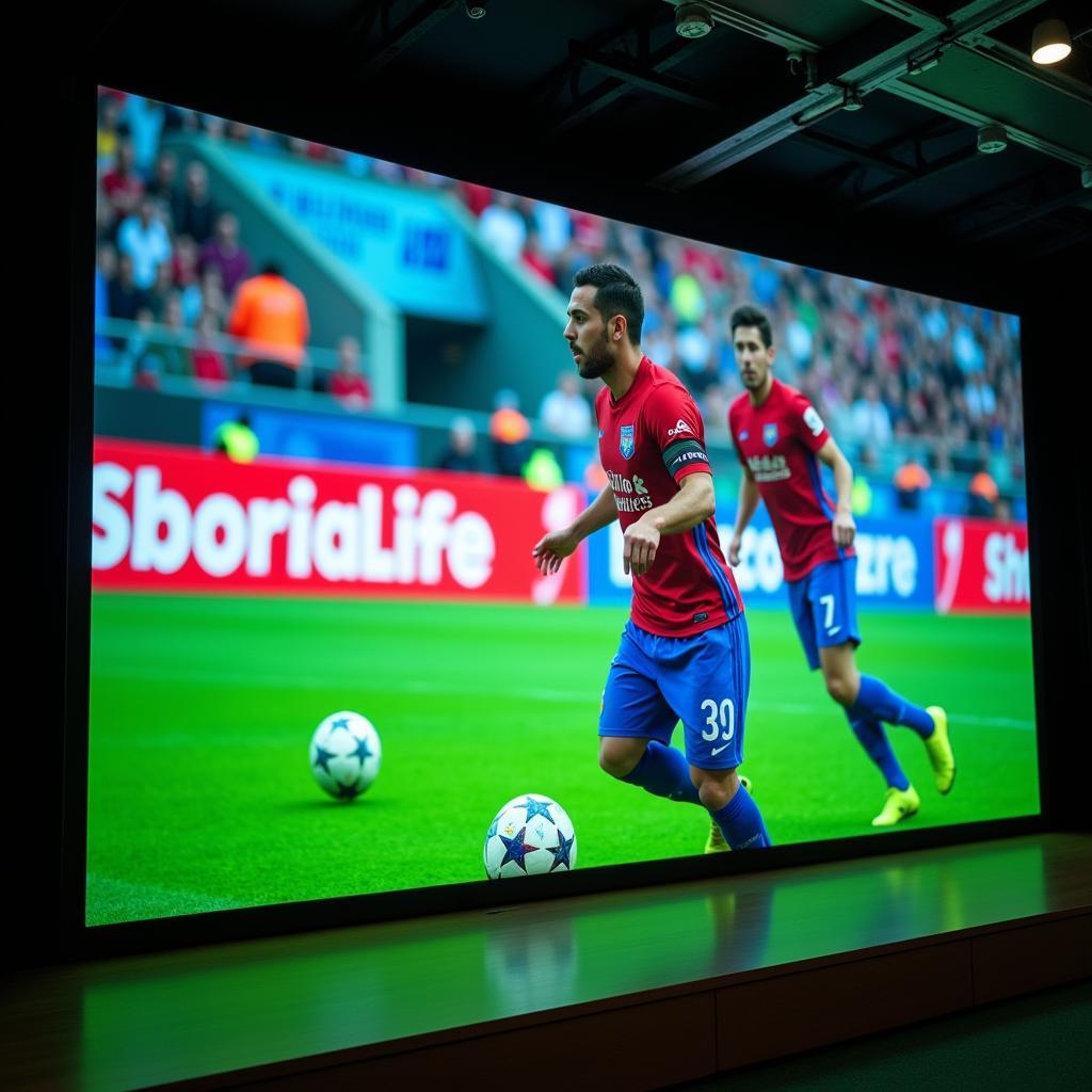 4K football match projected by a Sony projector