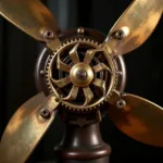 Steampunk Fan with Exposed Gears and Brass Accents