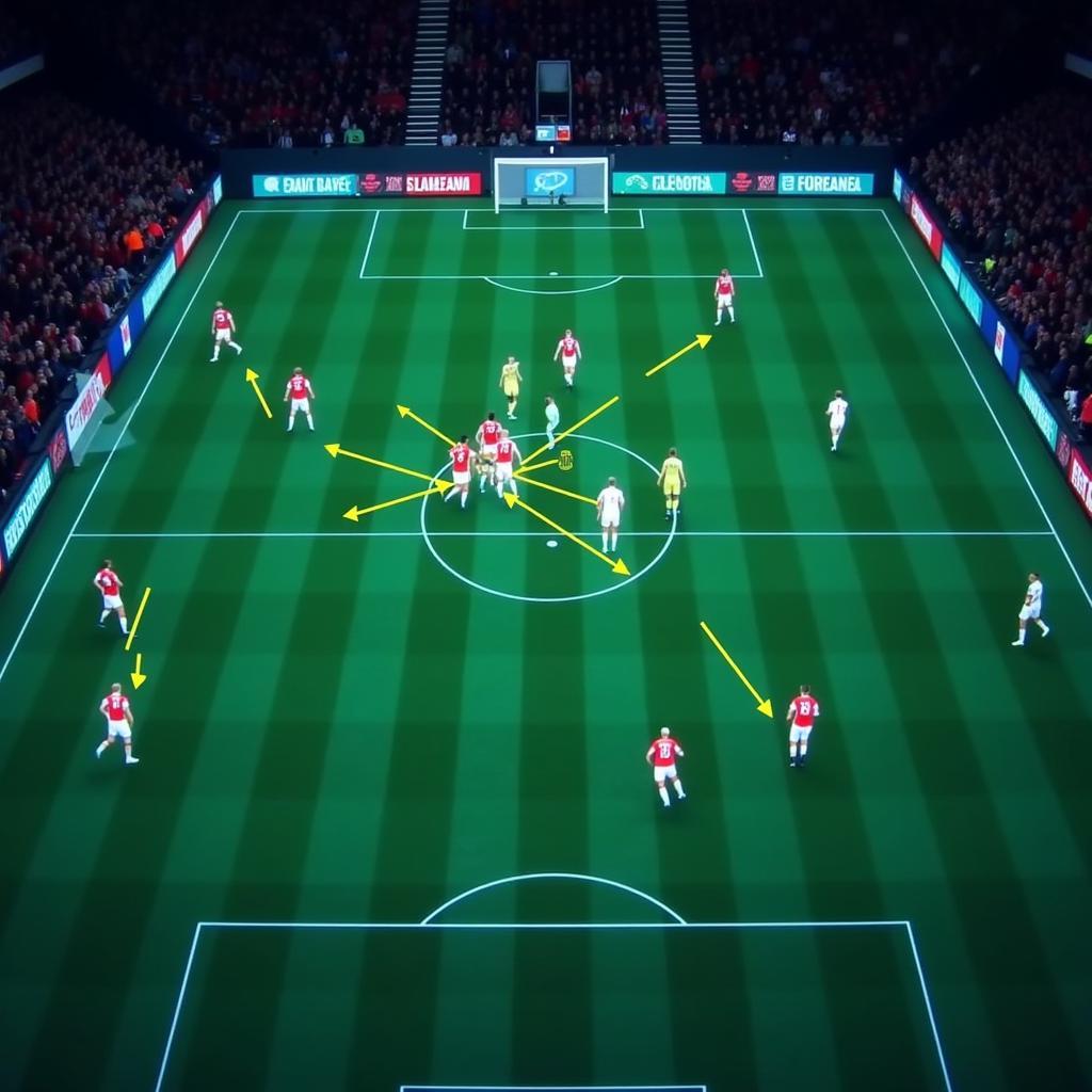 Tactical analysis of a football formation on a digital screen