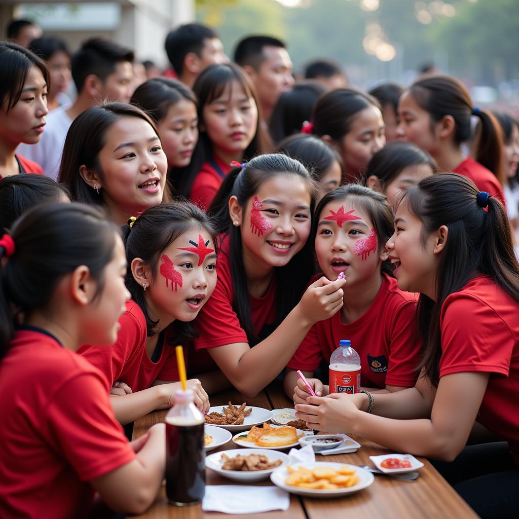 Tatung fan community gathering for pre-match festivities.