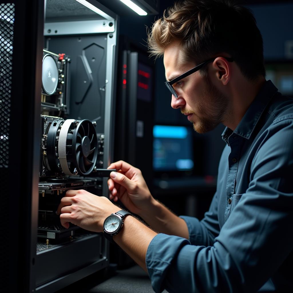 Technician Inspecting CPU Fan