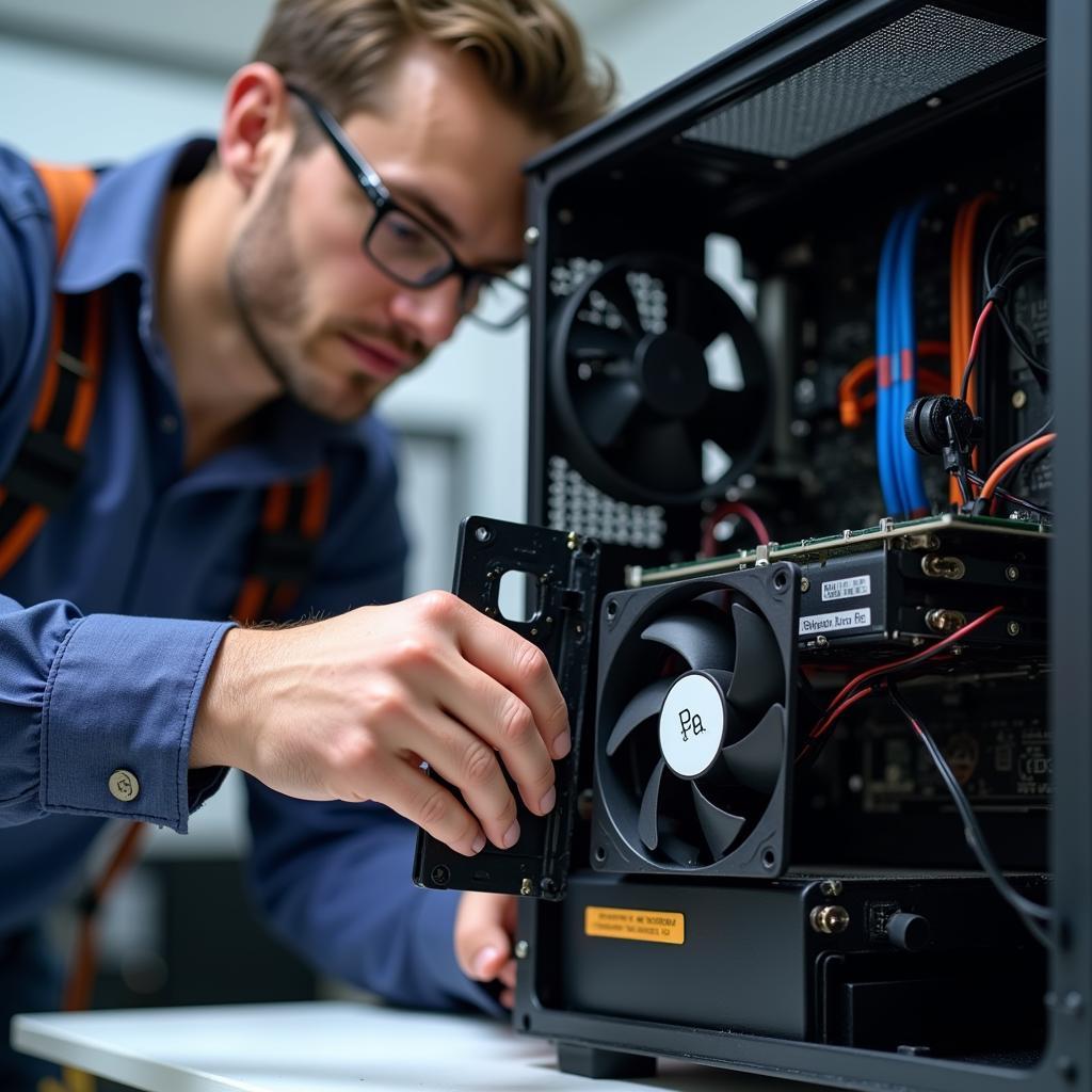 Technician Repairing Computer Fan