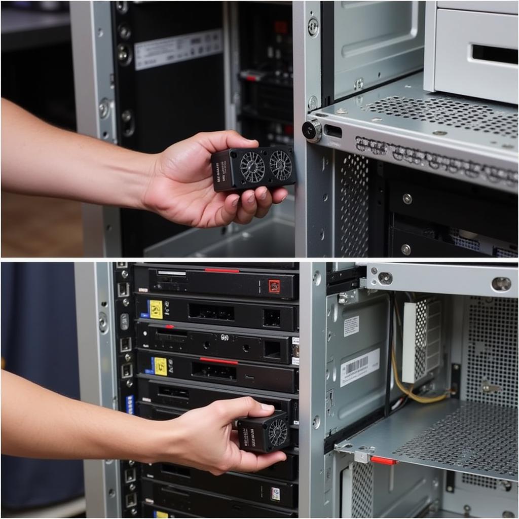 Technician Replacing an IBM Jack Fan Server