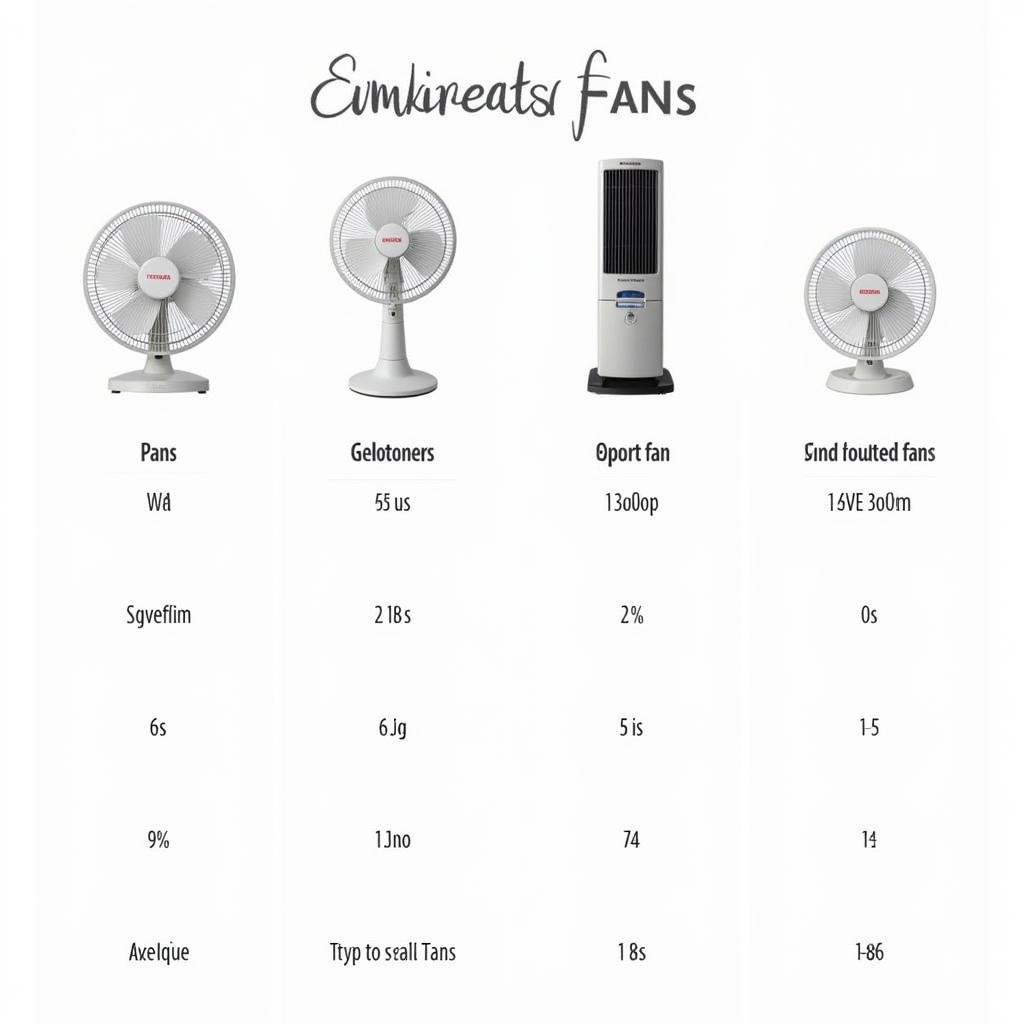 Toshiba Fan Types Comparison Chart