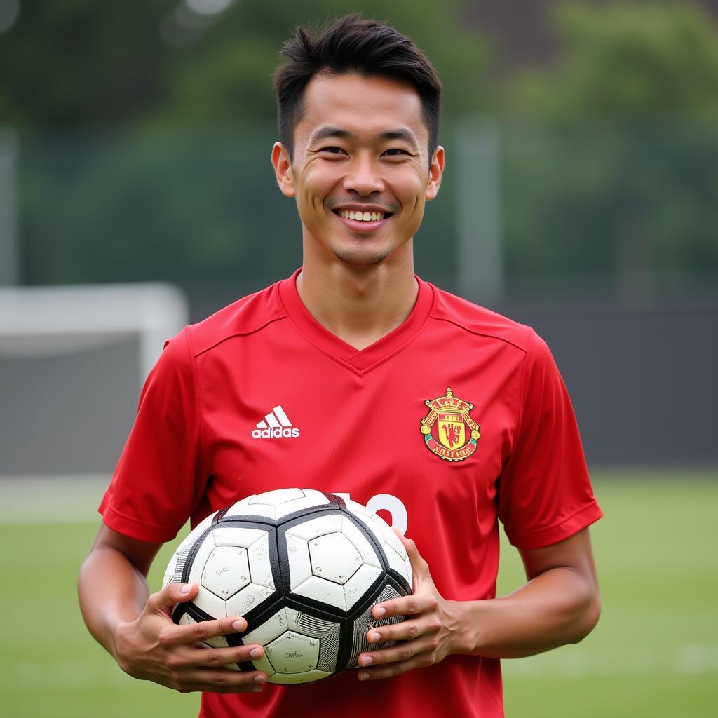 Tran Thanh Holding a Football