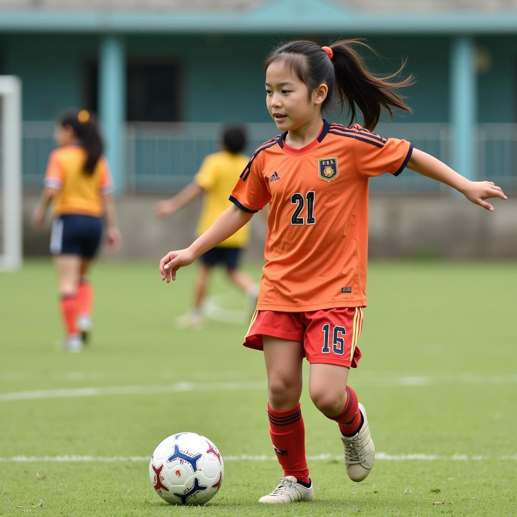 Tsai-Fan Yu in her youth football days