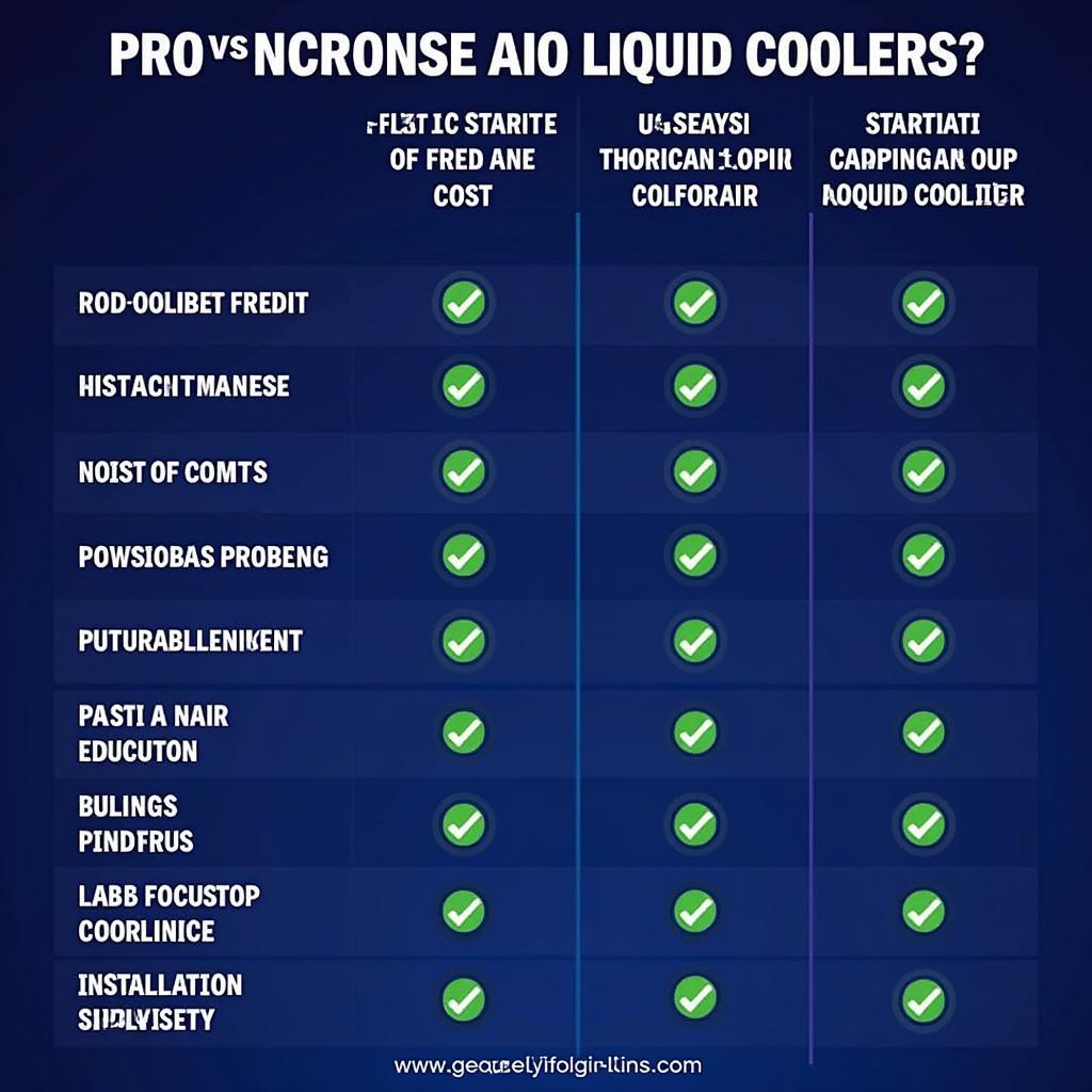 Types of CPU Coolers Comparison Chart