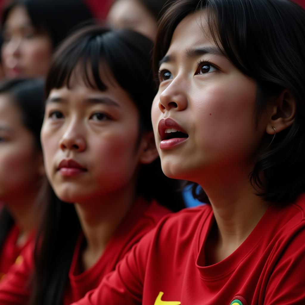 U23 Vietnam fan engrossed in a football match