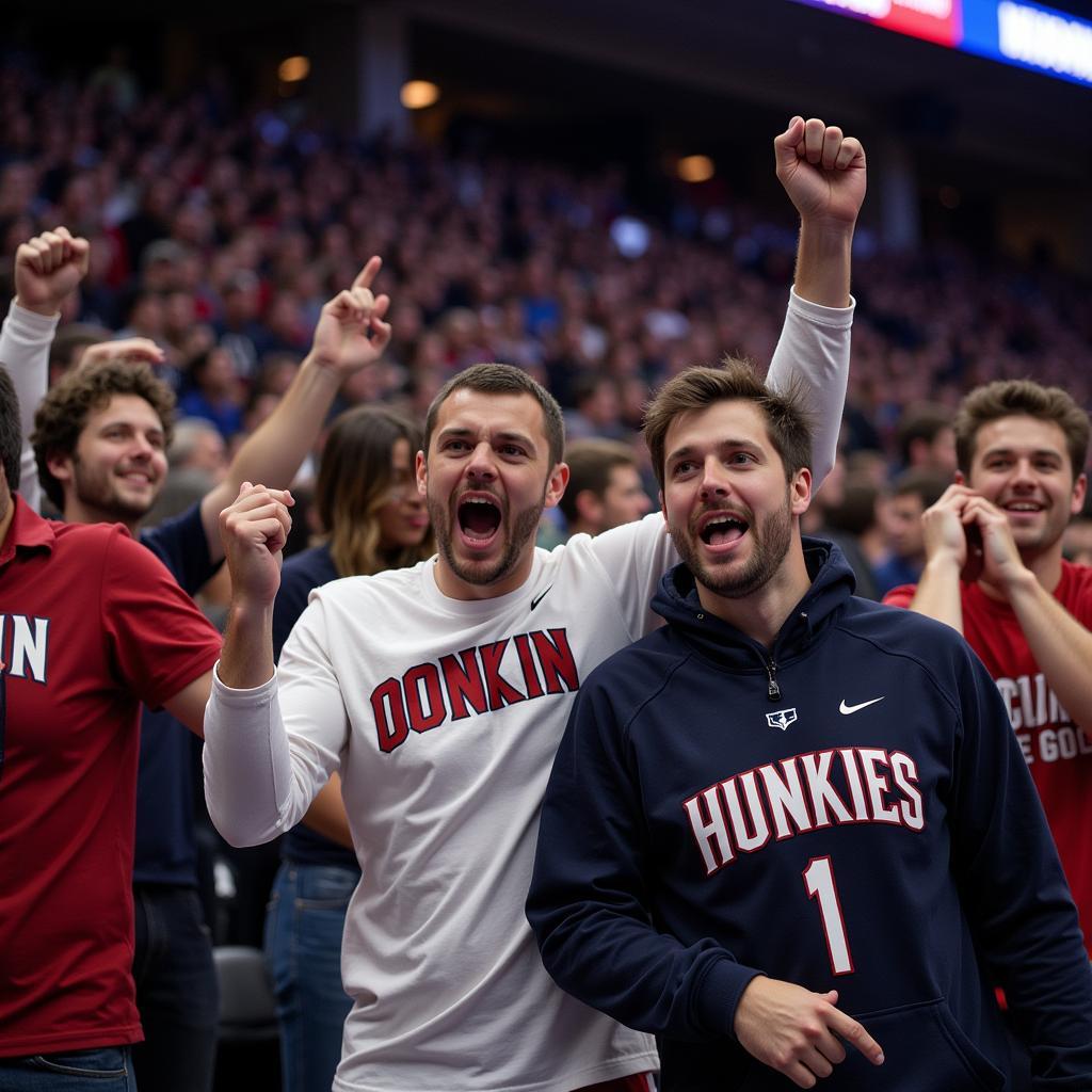 UConn Huskies fans celebrating a victory