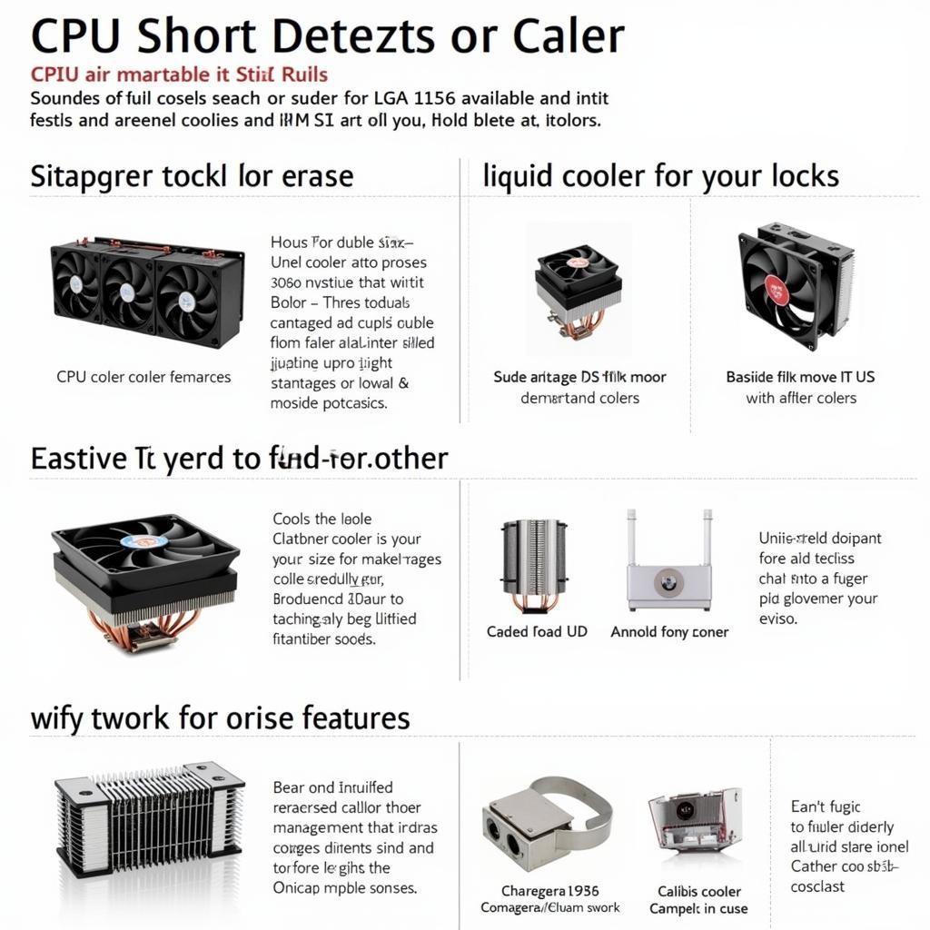 Different types of CPU coolers for LGA 1156 socket systems.