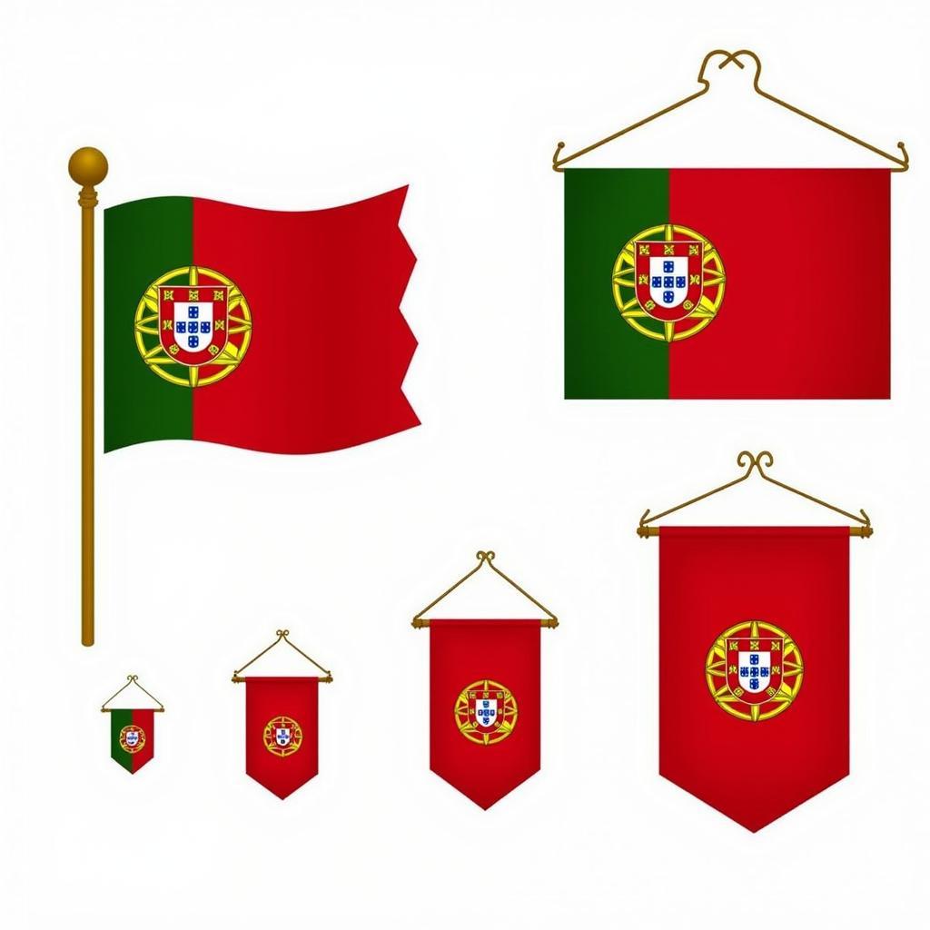 Different sizes of Portugal flags displayed for sale