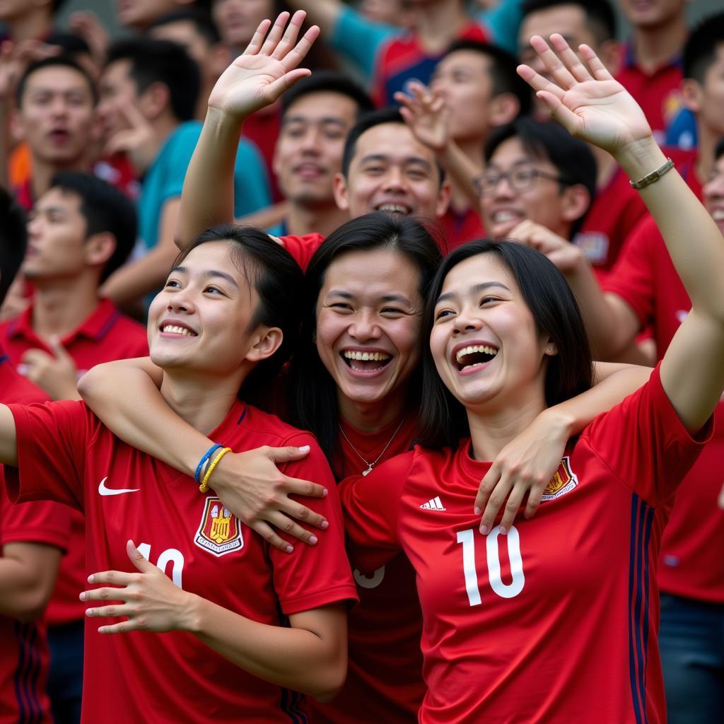 Vietnamese Football Fans Celebrating a Goal